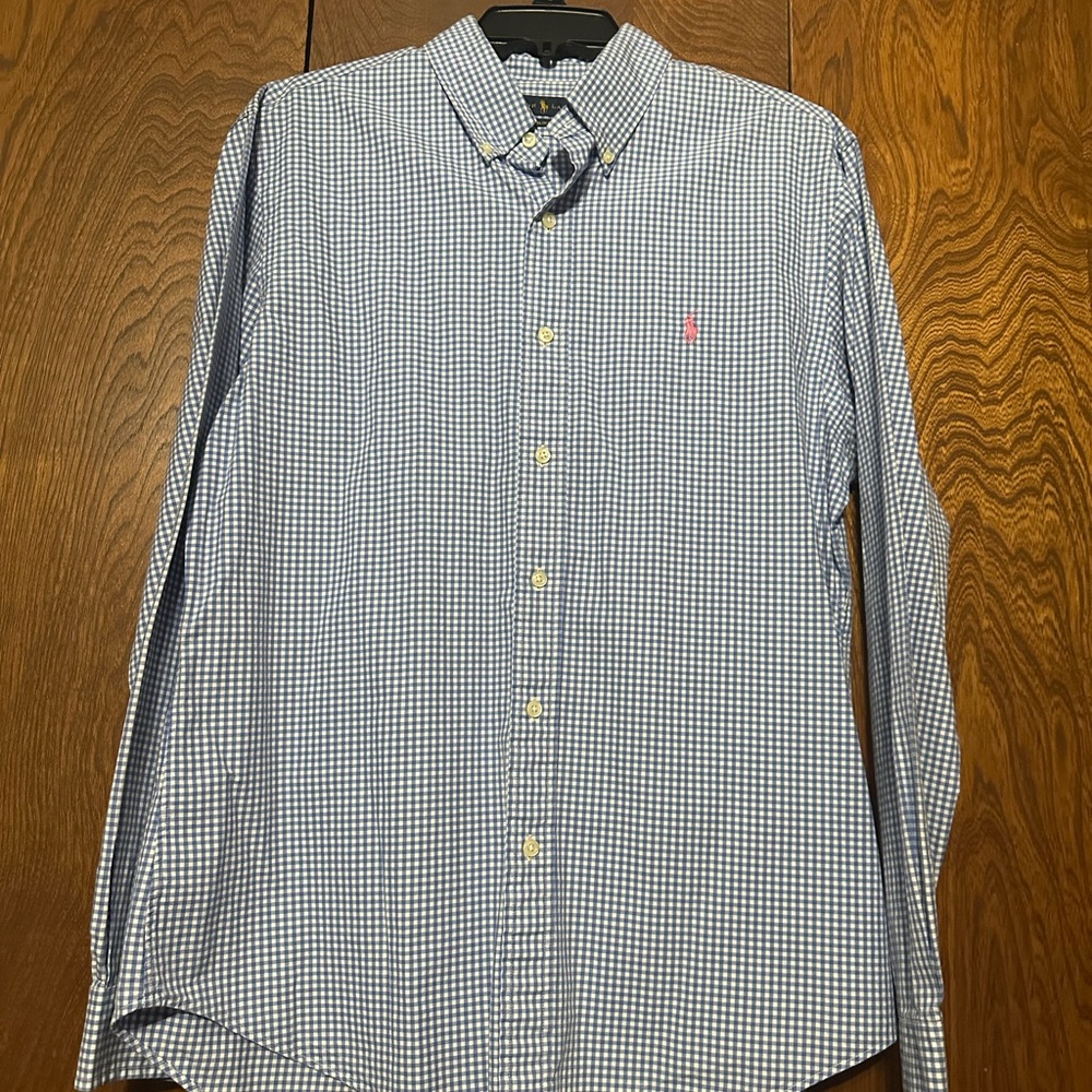 Ralph Lauren Blue and White Gingham Men's Shirt